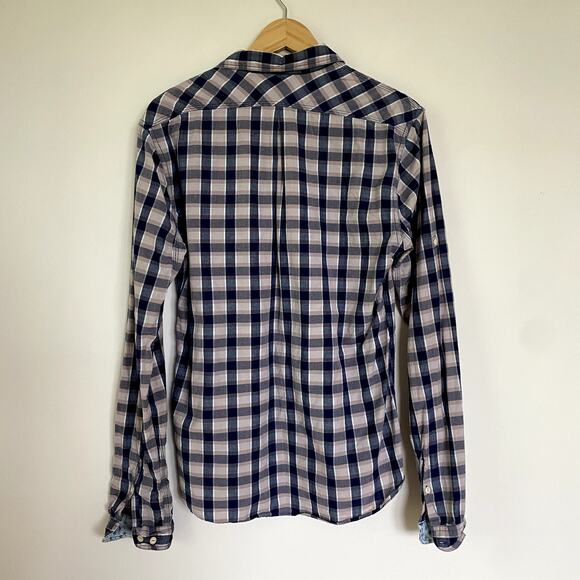 Scotch & Soda 100% Cotton Plaid Long Sleeve Button Up Flip Cuff Shirt Medium - Picture 6 of 7